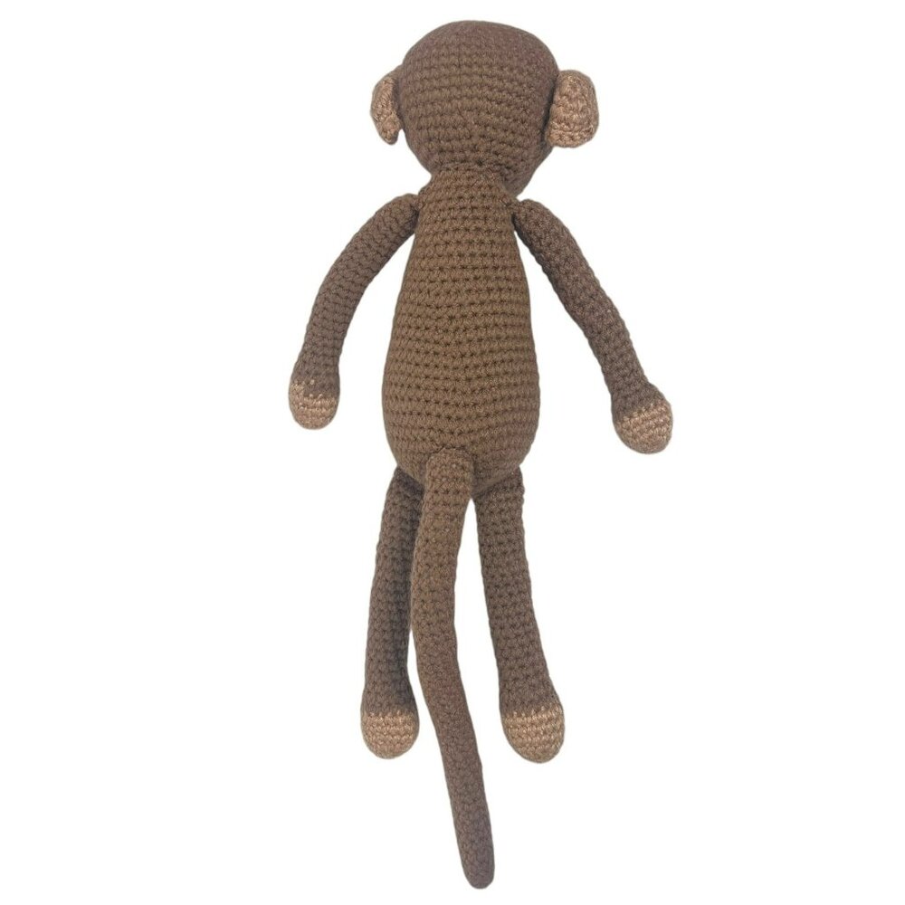 Vintage Crochet Monkey Handcrafted Plush Animal Doll Brown Tan Soft 17 in - Picture 3 of 6